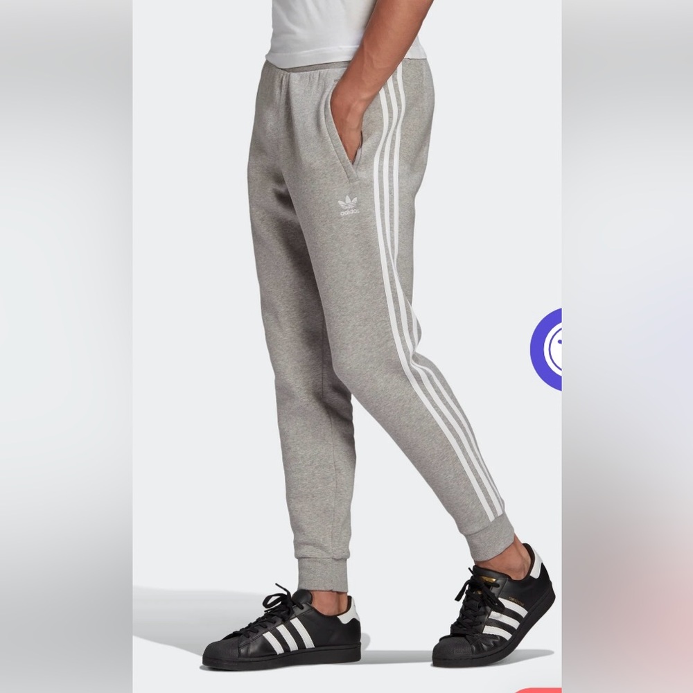 Adidas Originals 3 Stripes Sweatpants Grey Gray Slim Fit Small S NWT New Sweats